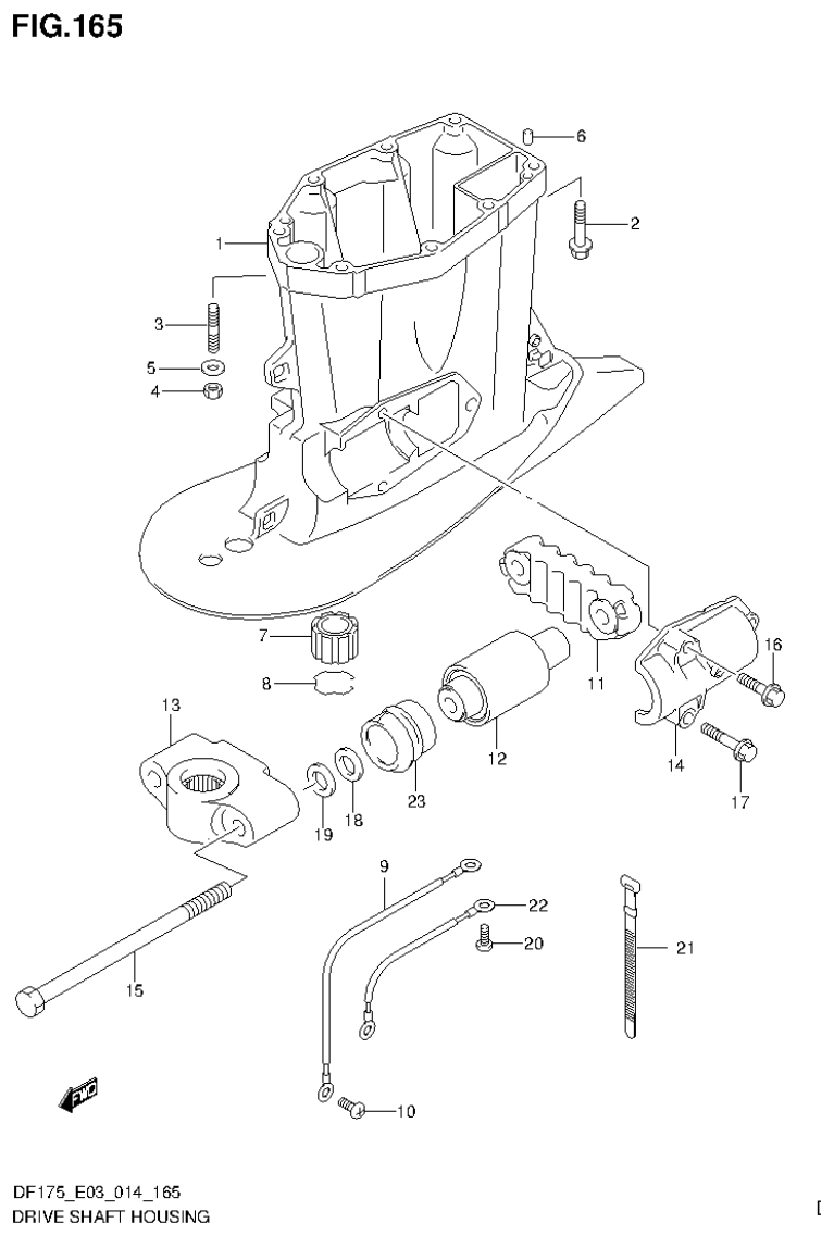 Suzuki DF175ZG DRIVE SHAFT HOUSING (DF150ZG E03) parts diagram